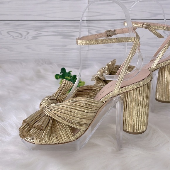 Loeffler Randall “Camellia” Gold Pleated Bow Heel - Picture 3 of 11